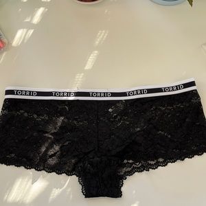 Torrid Logo Black Lace Boyshort Style Panty